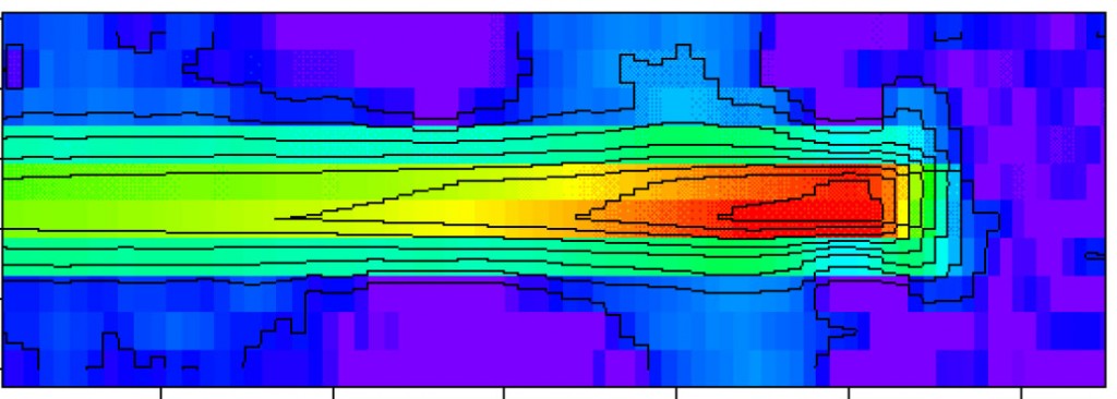 Temperature field for a crack growing dynamically in Beta-C Titanium. 